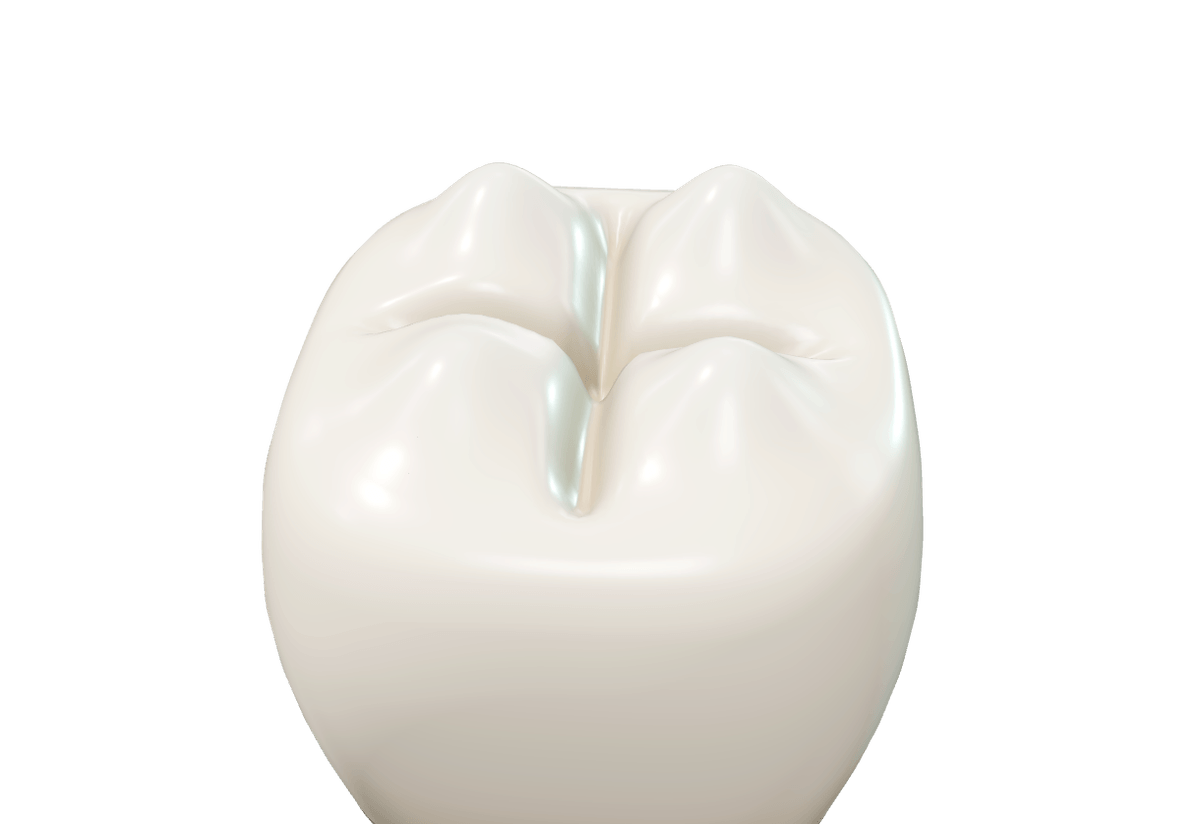 Educational render of an unbranded ceramic crown under soft studio light
