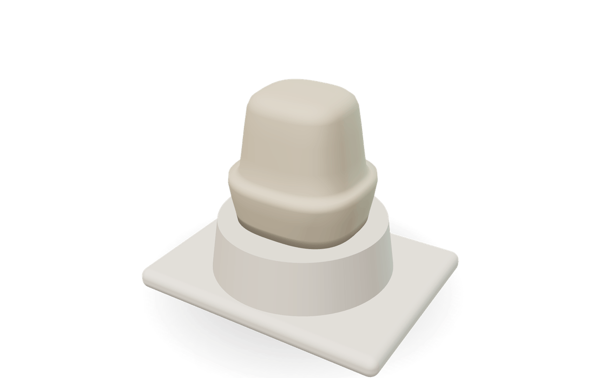 Rendered educational model: a ceramic crown seated on a prepared tooth model
